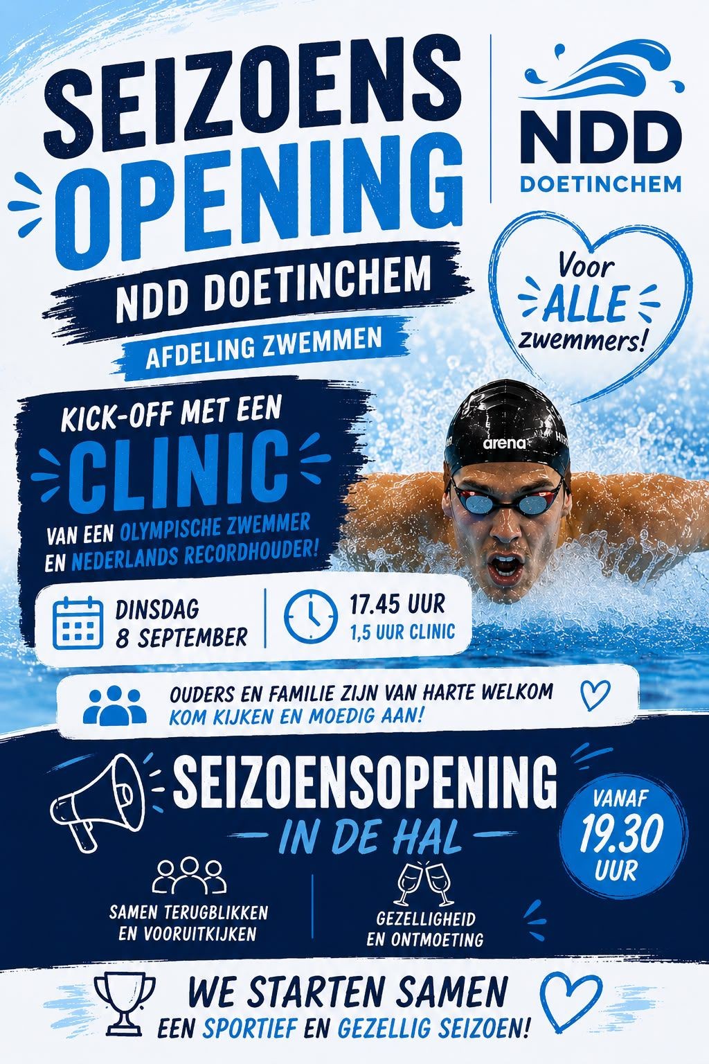 Officiële opening van het zwemseizoen bij afdeling zwemmen